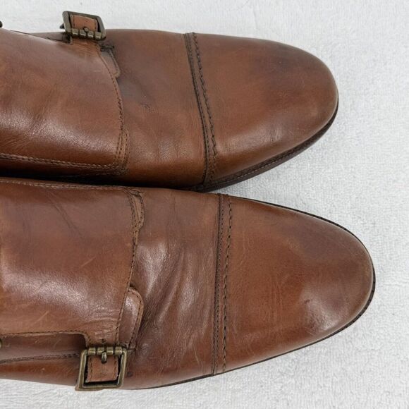 Cole Haan Mens 11 Warner Grand Monk Strap Buckle Brown Leather Shoes C29035